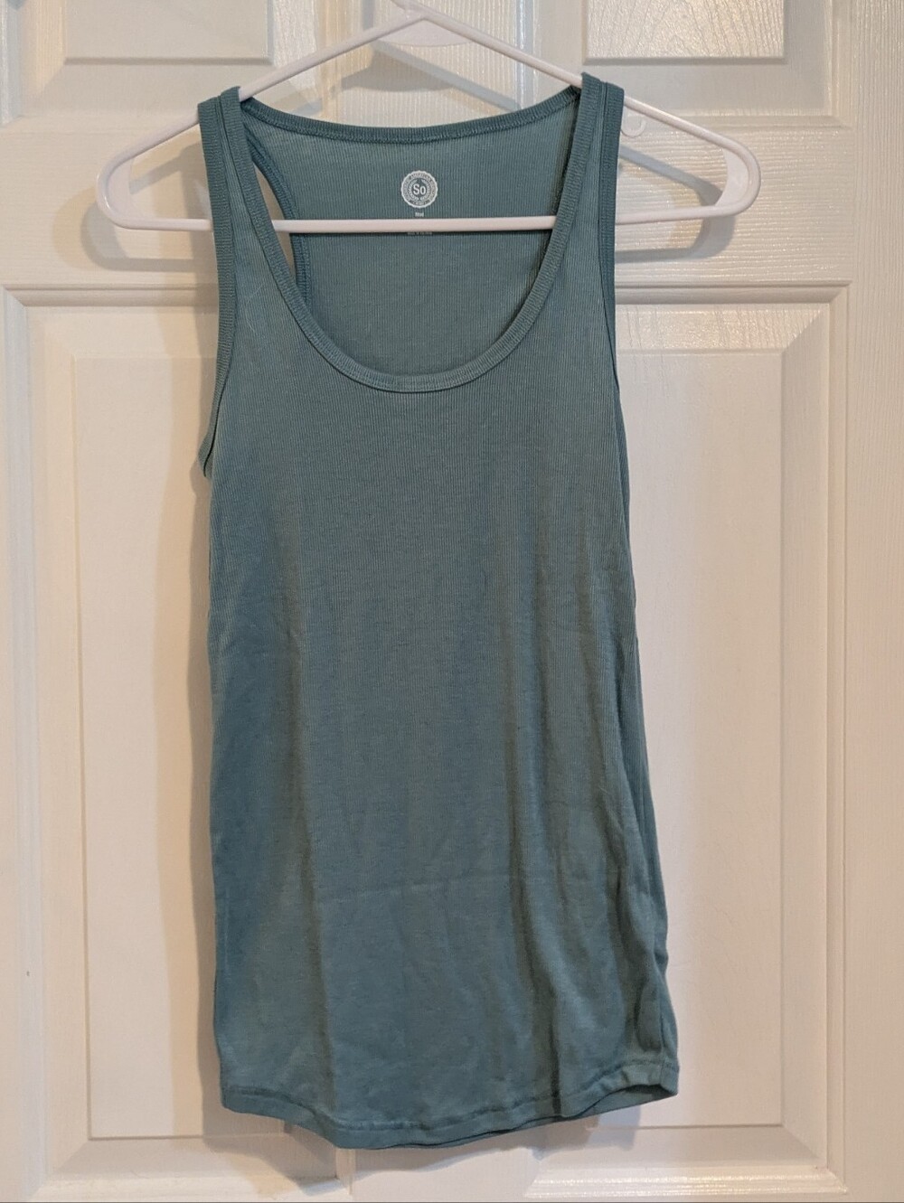 SO Scoop Neck Tank Top in Dusty Teal Green